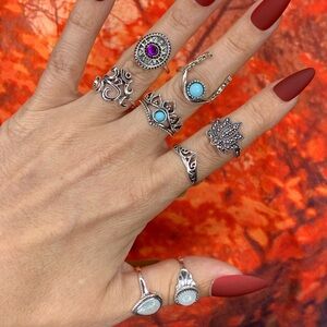 3/$10 NEW Boho Style Rings & MIDI Rings Design Mix / silver tone Bundle NWOT